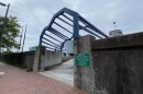 A section of Norfolk’s existing floodwall, built by the Army Corps in 1971. It will be expanded as part of the Resilient Norfolk project. (Photo by Katherine Hafner)