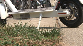 A Bird electric scooter in Bloomington.