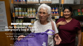 Medical assistant Michelle Rojo guides Judith, a patient with diabetes, around the Free Clinic of Culpeper’s food pharmacy on Aug. 26. It’s one of 99 food pharmacies across Virginia. The idea behind the relatively new concept is to help low-income patients follow through on specific advice they receive during their regular checkups by making healthy diet choices. Clients also have access to a local gym.
