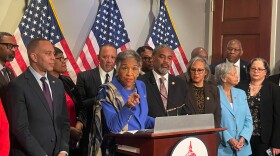 Rep. Joyce Beatty, D-Ohio, speaks during a press conference of the Congressional Black Caucus and civil rights leaders on Wednesday, Feb. 11, 2026 in Washington. (AP Photo/Matthew Brown)
