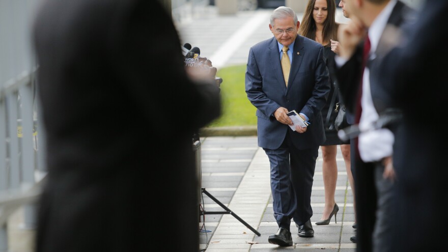 Sen. Robert Menendez arriving at federal court in Newark, N.J. in September.