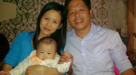 Zhuang Liehong with his wife, Little Yan, and one of his sons, Kaizhi, in 2013 — a year before immigrating to the United States.