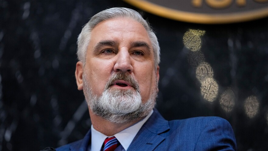 Gov. Eric Holcomb was joined in a ceremony marking the occasion Tuesday by two of his predecessors, former Vice President Mike Pence and former Gov. Mitch Daniels.