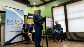 Leonce Jean-Baptiste, the co-founder of the Haitian Association of Indiana, at the pilot program announcement on Jul. 29, 2024 in Indianapolis.