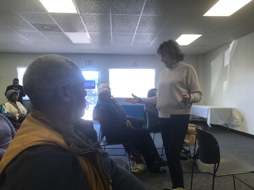 Bishopville resident Willie McDonald listens as Valerie Biden Owens talks about her brother Democratic presidential candidate Joe Biden. McDonald said he's voting for Biden because he best represents him.