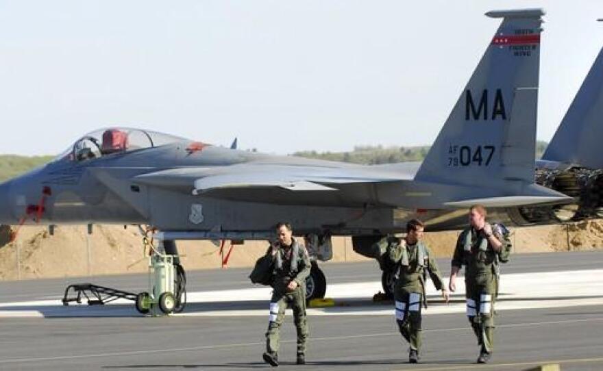 An F-15 jet at Barnes Air National Guard Base in Westfield, Massachusetts.