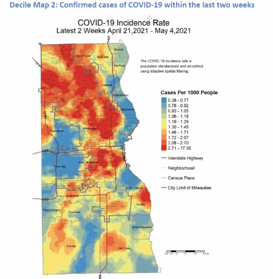 Greenfield Health Director Darren Rausch released this map of latest COVID-19 cases.