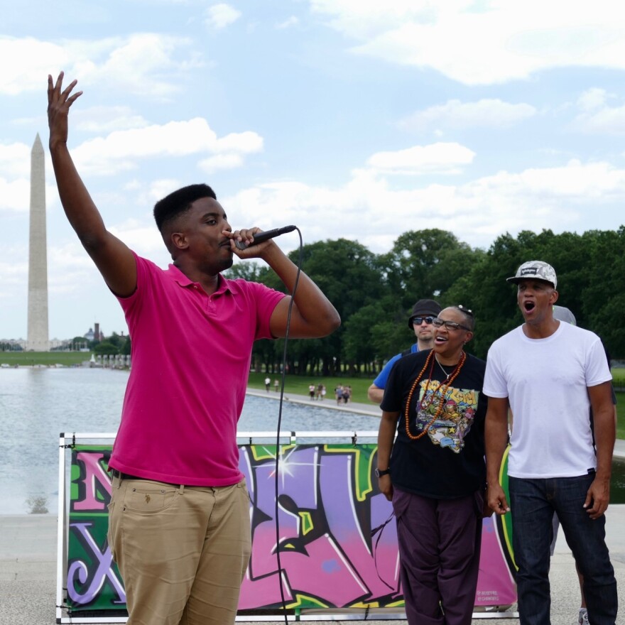 Triangle-based hip-hop artist (J) Rowdy performing in Washington, D.C.