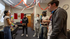 A group of students gathered during the Tour of the Globe event in 2025