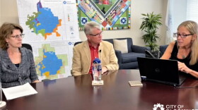 From left to right: City attorney Philippa Guthrie, Mayor John Hamilton and city communications director Yael Ksander field questions about annexation.