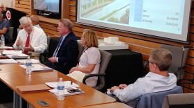 Bob Castellini (far left) makes his point at The Banks Joint Steering Committee meeting Friday afternoon.