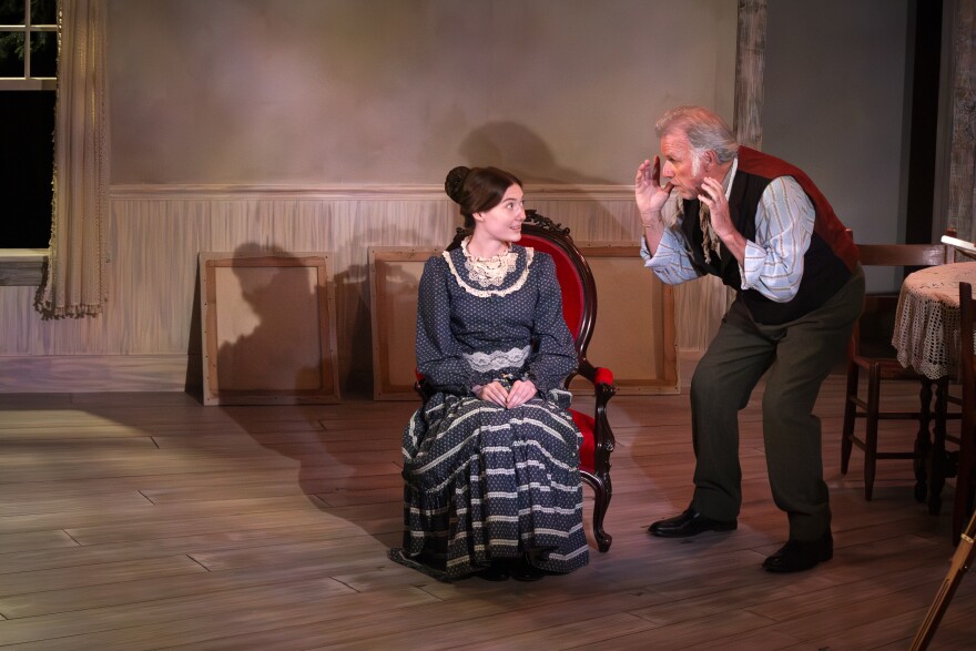 Emmanuelle Nadeau (left) portrays Sarah Kinney and Will Jeffries portrays Ammi Phillips in "Seven Cousins for a Horse."