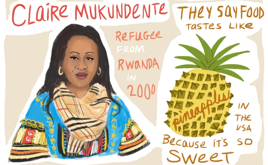Claire Mukundente is a refugee from Rwanda.