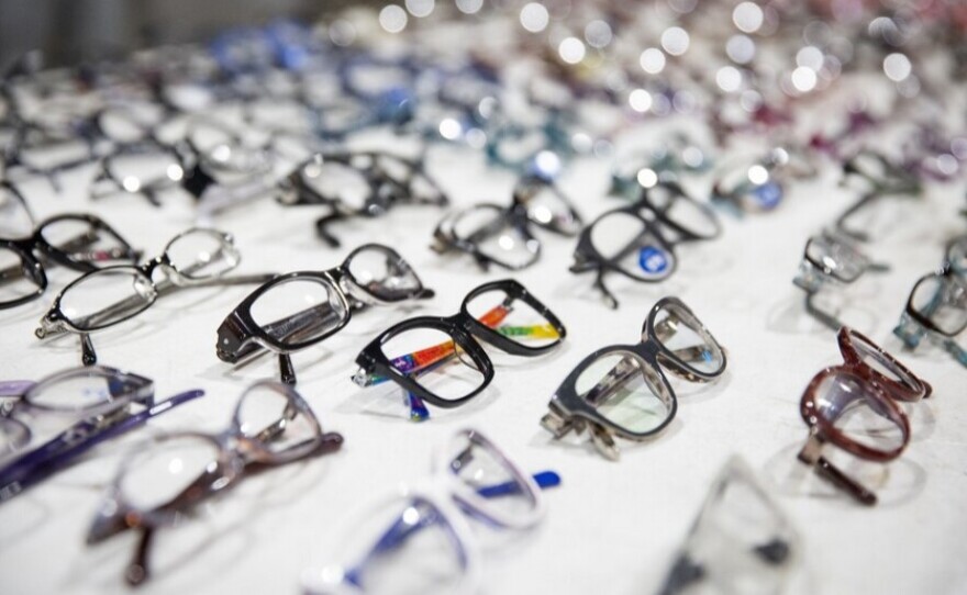 A sample of available eyeglasses offered through the vision services at the RAM clinic.