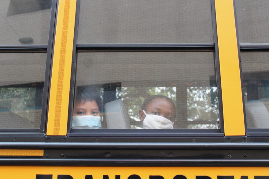 Students arrive at Foundation Preparatory Charter School in Gentilly on Oct. 12, 2020.