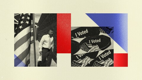 Man walking into a polling place in Henderson, Nevada. 