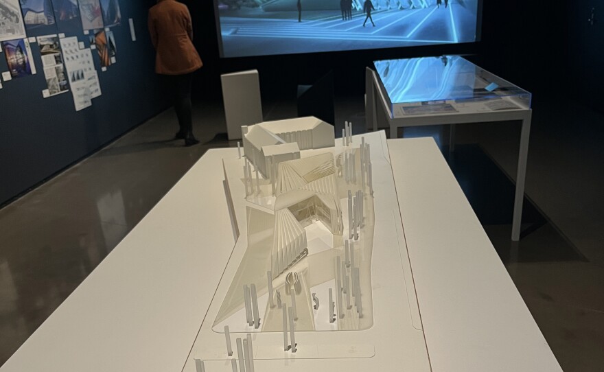 On the museum's lower level, there are pre-construction models of the Broad Art Museum