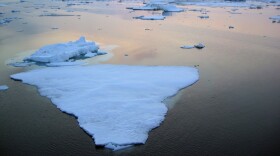 Sea ice floats in the Bering Strait off Cape Prince of Wales.