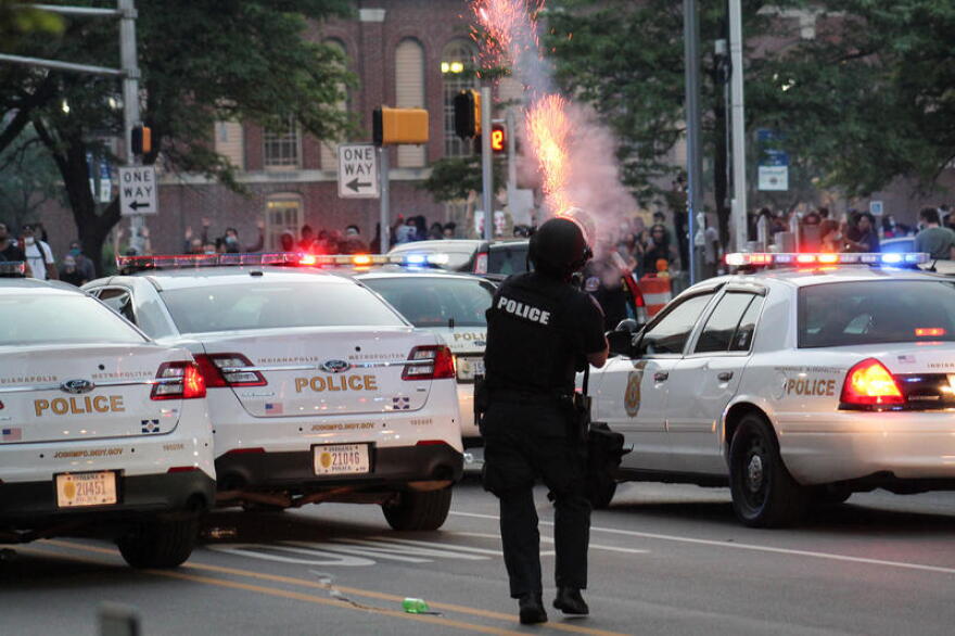 Police fire tear gas canisters, flares and pepperspray into a crowd of demonstrators after declaring their assembly unlawful during protests in late May.