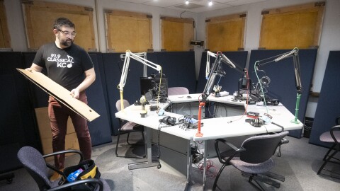 Sam Wisman packs up the Up To Date talk show studios on Jan. 21, 2026.