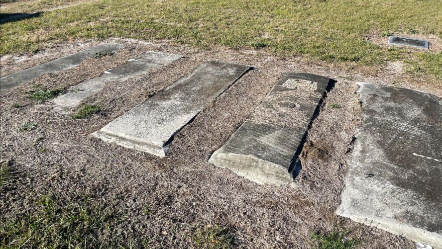 Stone graves in the ground