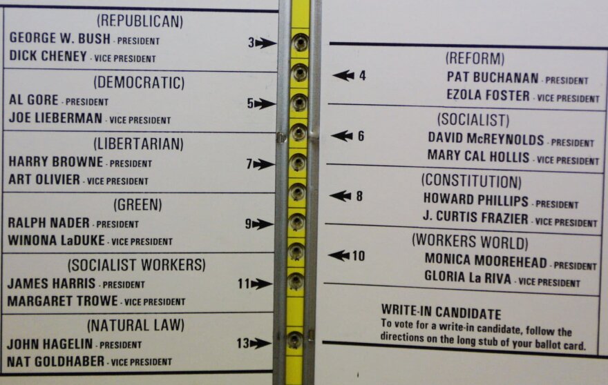 The ballot used in the 2000 presidential election in Palm Beach County, Fla. The ballot design left some voters concerned that they may have accidentally voted for Reform Party candidate Pat Buchanan instead of Democratic presidential candidate Al Gore.