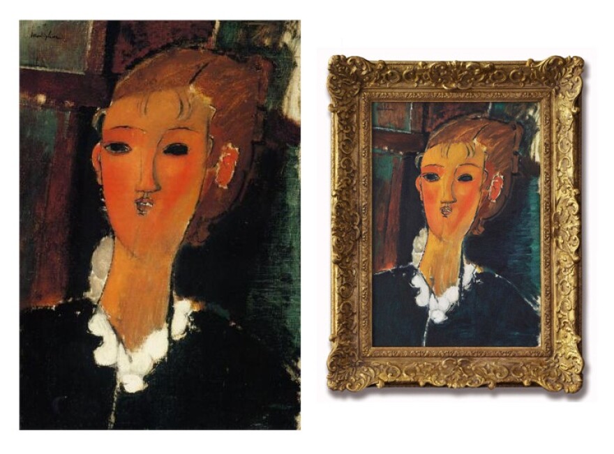 Photo: The ‘Young Woman in a Small Ruff’ painting by Amedeo Modigliani and Susie Ray's copy.