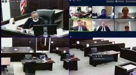 Jerome Ulrich’s attorney, Adam Stout, asks Judge Walter Green if his client could change his plea Monday morning. The request was denied. (Tristan Wood)