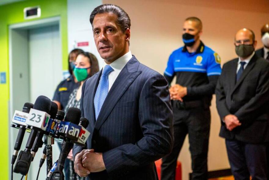 Miami-Dade Schools Superintendent Alberto Carvalho speaks at a press conference on Aug. 31, 2020, recounting the software outage that hindered connection to online learning for thousands of students and teachers on the first day of the 2020-21 school year.