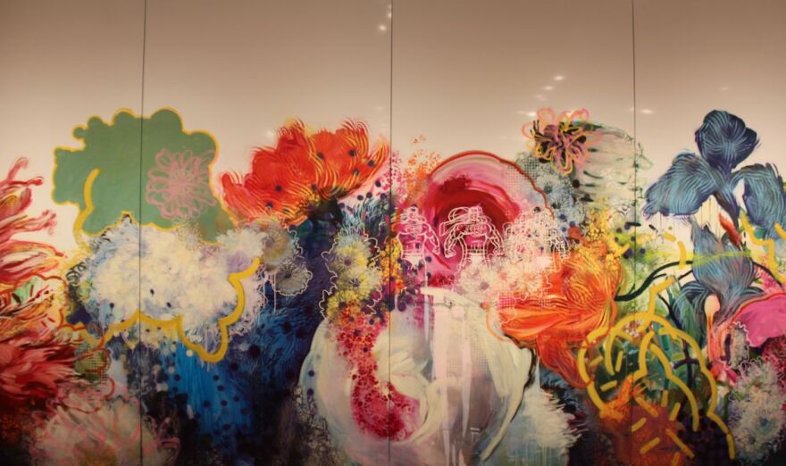 Carmelo Blandino’s four-panel painting, 'We are Ethereal,' was originally created as a public art mural for Naples Bayshore District.