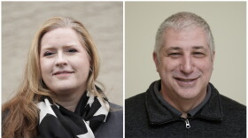 This Jan. 2024 combination photo shows nominees for a Bucks County special election to fill a vacant Pennsylvania state House seat, Republican Candace Cabanas, left, and Democrat Jim Prokopiak in Fairless Hills, Pa.
