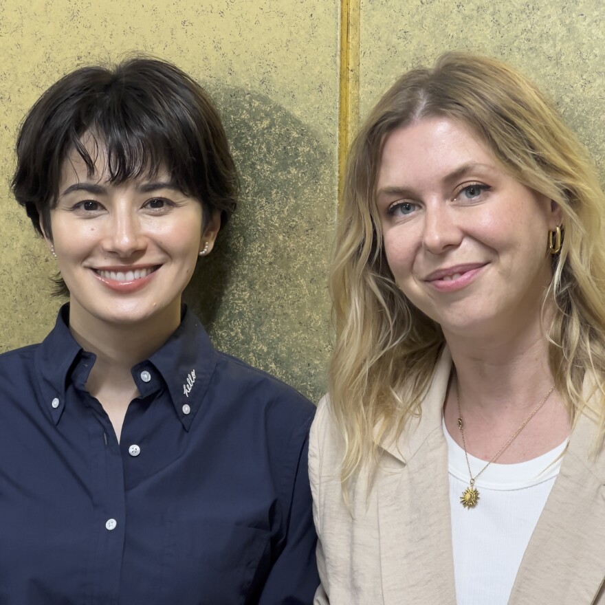 <em>Songs of Tokyo </em>host Chiaki Horan with <em>World Cafe</em>'s Raina Douris.
