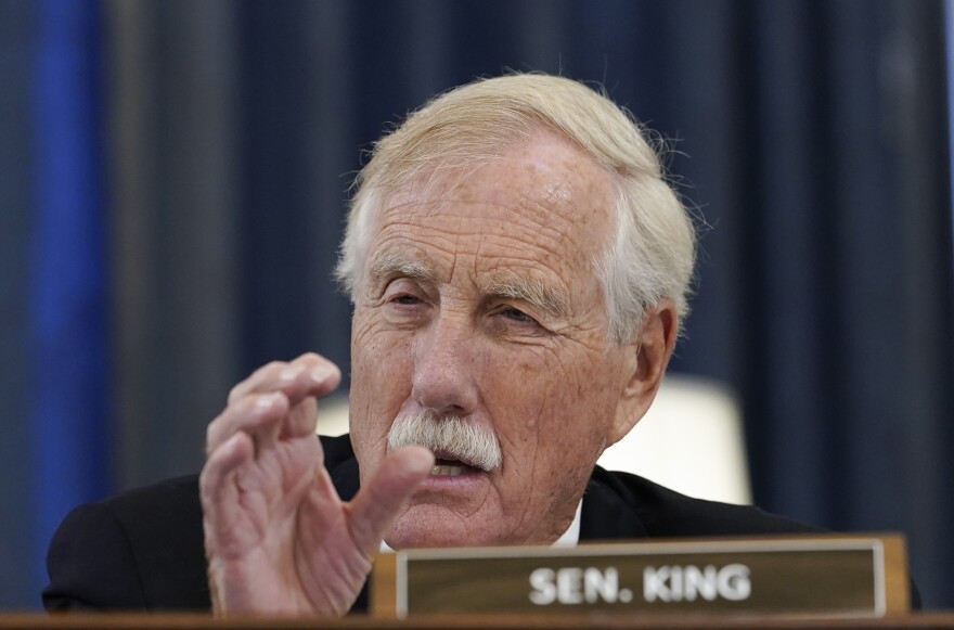 Sen. Angus King, I-Maine, speaks during a Senate Rules and Administration Committee hearing to examine the Electoral Count Act, Wednesday, Aug. 3, 2022, at the Capitol Hill in Washington.