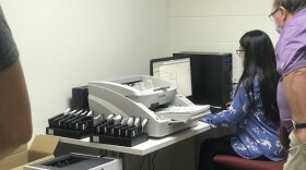 Ballots being processed in Union County at an absentee ballot meeting.