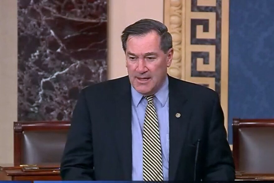 Former Sen. Joe Donnelly on the Senate floor in 2018. (C-SPAN)