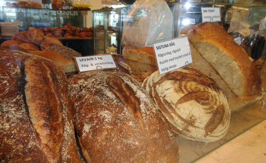 Bread for sale at the airport location of RC Chocolat in Stockholm. For about three years, this bakery has been quietly offering travelers the peace of mind that comes with leaving their precious sourdough starter in the hands of qualified professionals.