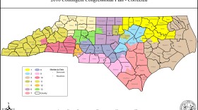 The current map showing North Carolina's 13 congressional district boundaries.