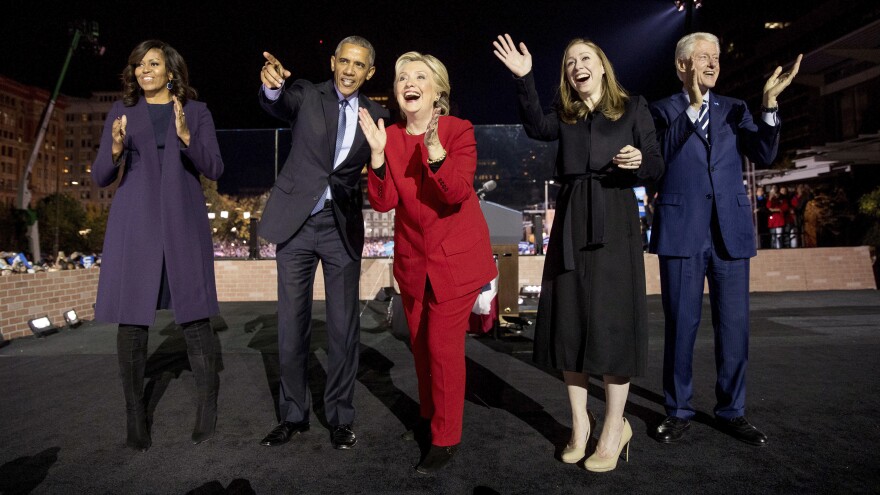 Hillary Clinton at a rally on Independence Mall in Philadelphia the night before the 2016 election, with former President Bill Clinton, Chelsea Clinton, President Barack Obama and then-First Lady Michelle Obama. A surge in rural votes delivered Pennsylvania to Donald Trump.