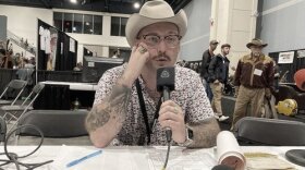 C.J. Lewandowski of The Po’ Ramblin’ Boys at IBMA in Raleigh, NC, fall 2022