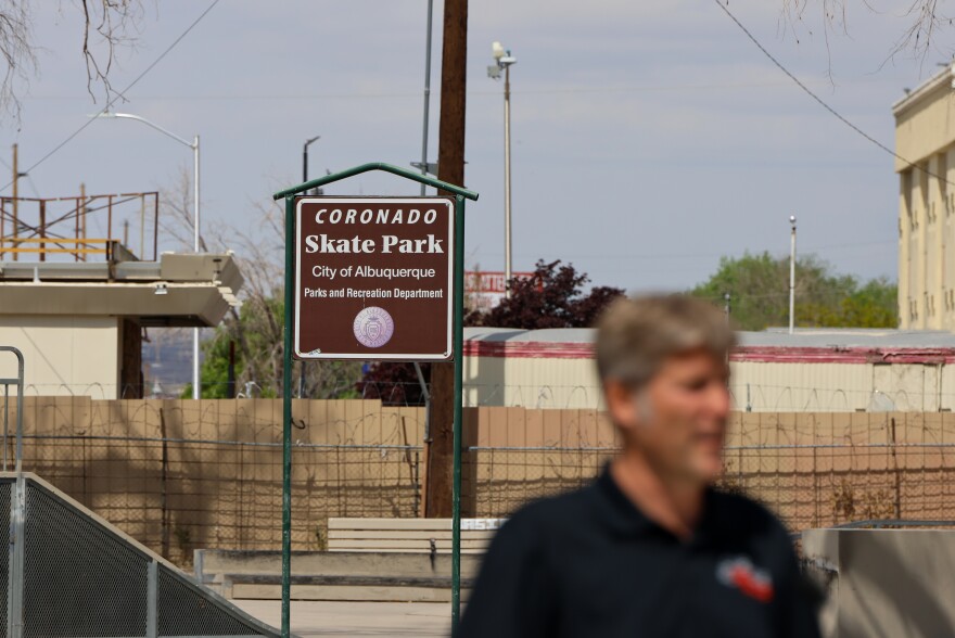 Albuquerque Mayor Tim Keller address the media at Coronado Park on Tuesday, May 2nd, 2023