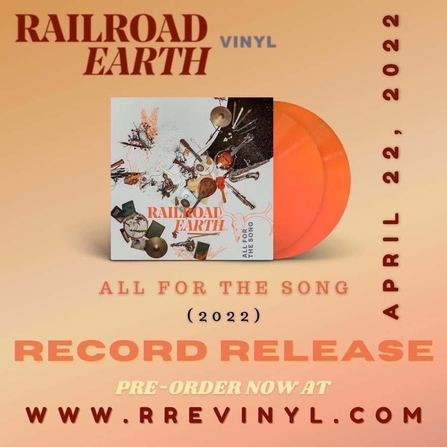 Railroad Earth's new album "All For The Song" promotional flyer