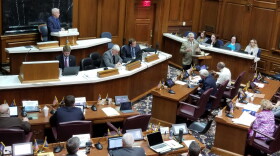 HB 1003’s author, Rep. Dale DeVon (R-Granger) introduces the bill to his chamber’s committee Wednesday.
