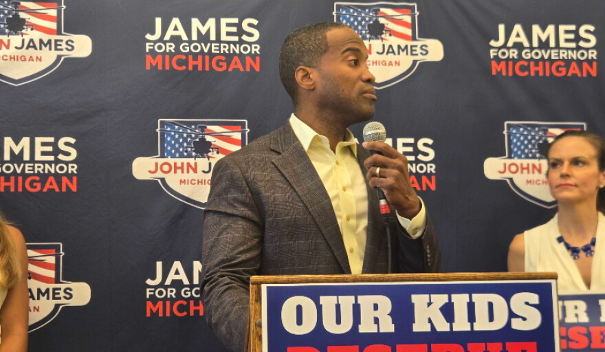 John Jame speaks to supporters on October 12, 2026