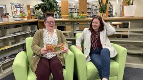 Mary Graham, left, youth services coordinator at the Abington Community Library, shares a laugh with Jeannine Luby, founder of the Humor Therapy Fund of the Scranton Area Community Foundation, recently at the library. Thanks to a grant from the fund, the library will host a ‘Laughter Lab’ project on Saturday, April 26.