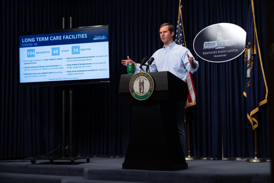 Ky. Gov. Andy Beshear giving his daily coronavirus briefing on 4/9/20.