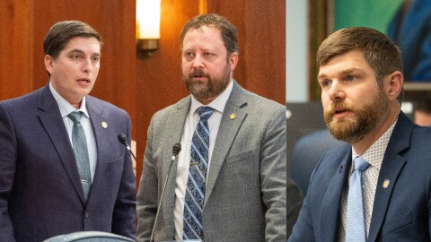 From left, Rep. Justin Ruffridge, Rep. Bill Elam and Sen. Jesse Bjorkman.