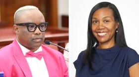 Dr. Kyza Callwood, chairman of the Virgin Islands Board of Education, left, and Celina Morris, marketing director for the Virgin Islands Economic Development Authority.
