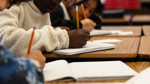 Seventh graders work on an assignment during class in Fort Worth ISD’s William James Middle School on Aug. 28, 2025.