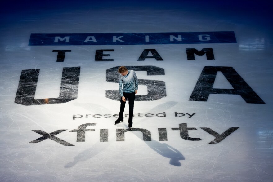 Ilia Malinin performs in exhibition after being named to the 2026 U.S. Olympic Figure Skating Team at the Enterprise Center on Sunday, Jan. 11, 2026, in St. Louis’ Downtown West neighborhood.