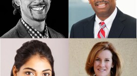 Democratic nominees for city council at-large, clockwise from upper left: Braxton Winston, James Mitchell, Dimple Ajmera and Julie Eiselt. 